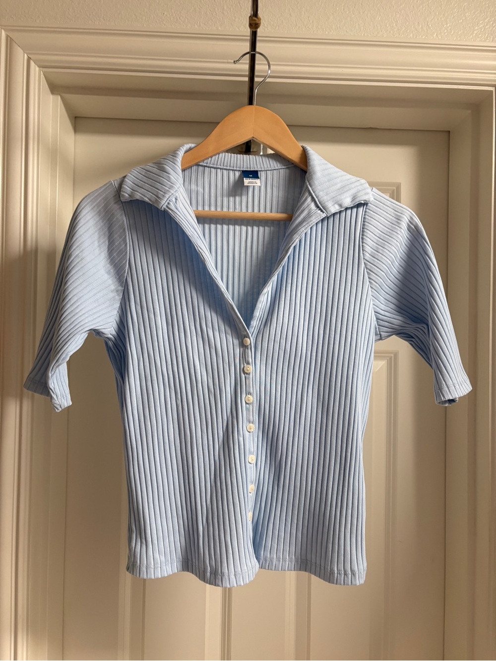 Old Navy Ribbed Polo Top | M | Pale Blue